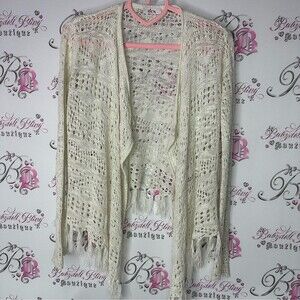 Dex cardigan boho knitted knit crochet fringe tassle hem waterfall flowy sweater